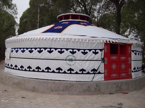 Barraca de Yurt do Mongolian do estilo da parte superior redonda com chama do PVC - material resistente