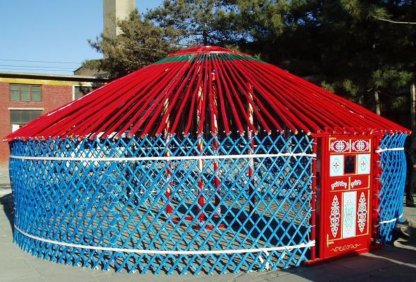Barraca de Yurt do Mongolian do estilo da parte superior redonda com chama do PVC - material resistente
