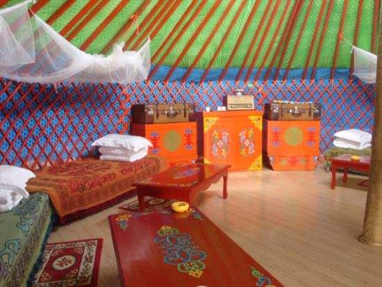 Barraca resistente de Yurt do Mongolian do vento com o suporte galvanizado circular da tubulação de aço