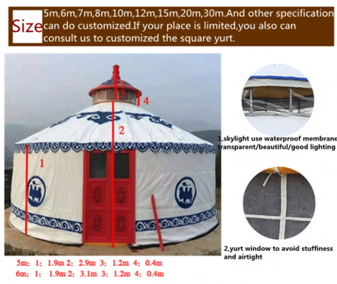 Anti - barraca ultravioleta de Yurt do Mongolian com algodão da acupuntura do engrossamento